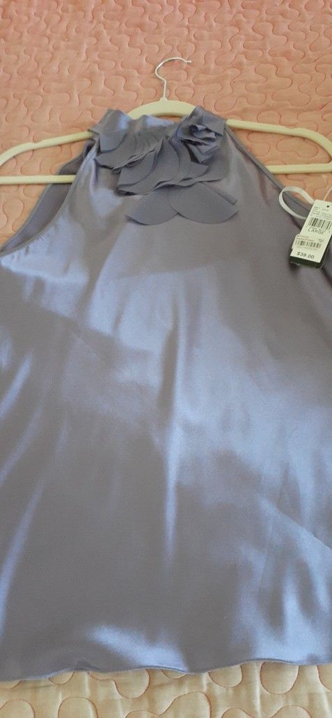 Dusty Lilac Satin And Chiffon Halter Style Top