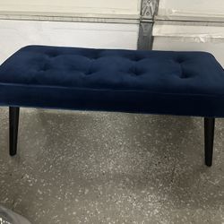 Royal Blue Velvet Ottoman 