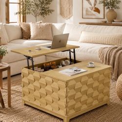 Lift Top Coffee Table with Hidden Storage, Hydraulic Lift Mechanism, Sliding Top, 41.7" K-48
