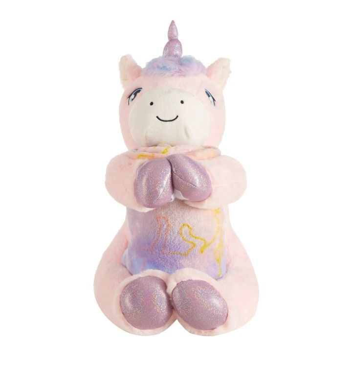 Your Zone 16 " Huggable Unicorn Pillow & 50" x 60" Throw Set, Pink