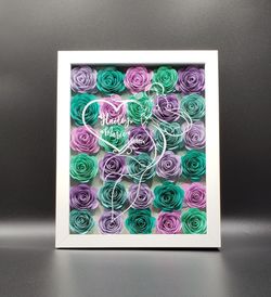 Little Mermaid - 30 Paper Flowers in Frame - Little Mermaid Baby, Child, Little Mermaid Fan, Nursery / Room Decor, paper roses in a box