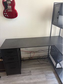 Black L desk reversible