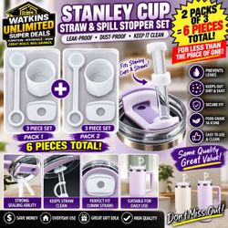 Silicone Spill Stopper Sets for Stanley 40/30 oz Quencher H2.0&1.0 Tumbler with Handle - 2 Sets with Straw Covers, Leak Stoppers, Spill Stoppers, and