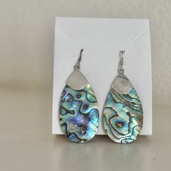  NF Thailand  Sterling silver  abalone  teardrop earrings