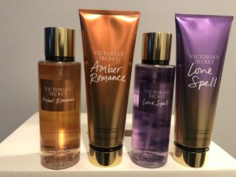 $40 for 2 sets of Victoria secret Love spell and Amber Romance it’s 236ml Lotion and 250ml Mist brand new and pick up Gahanna