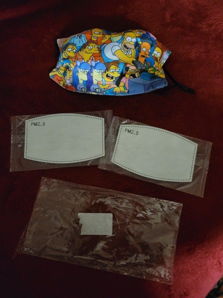NWT ADULT FACE MASK THE SIMPSONS UNISEX SIZE ONE SIZE FITS ALL