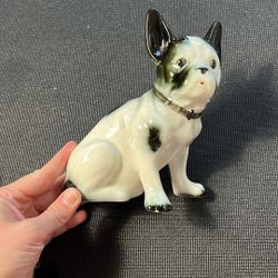 VTG Porcelain French Bulldog Bath Salt Bottle Figurine Perfumer Wrisleys Chicago