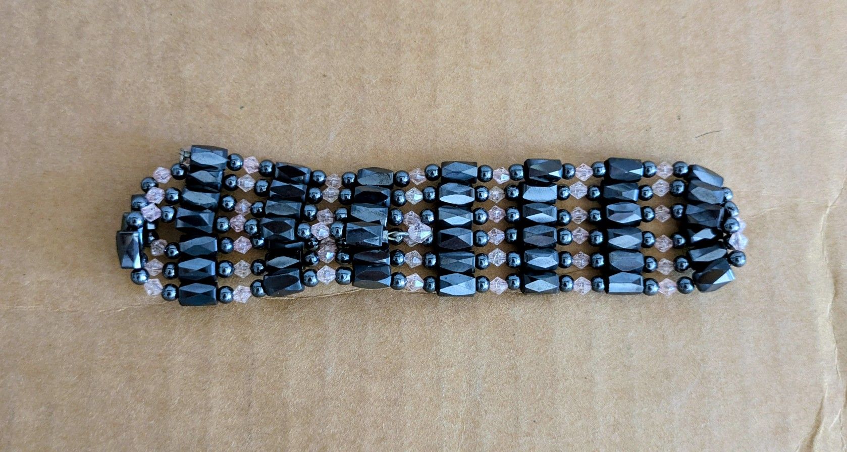 Bracelet Necklace Magnetic Converts Black Pink Beaded Bracelet 34"