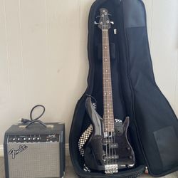 Yamaha Bass Guitar + Case + More