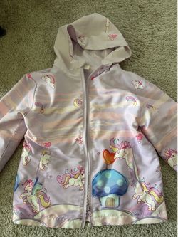 Kid girls 5T zip up windbreaker unicorn