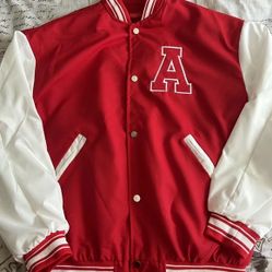 A Jersey football style jacket varsity wind small coat black letter A  SIZE M BRAND NEW