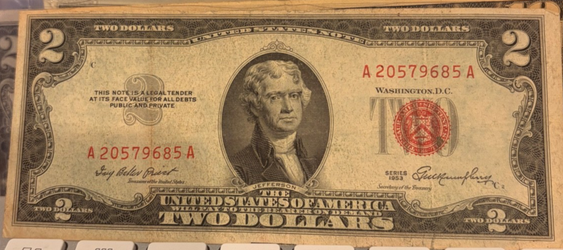 1953 2 Two Dollar Red Seal U.S. Bank Note #(contact info removed)76