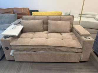 New 65'' Convertible Sleeper Sofa Bed with Adjustable Backrest, Chaise Lounge, Side Table & USB/Type-C Ports – Stylish & Functional Addition to Any Li