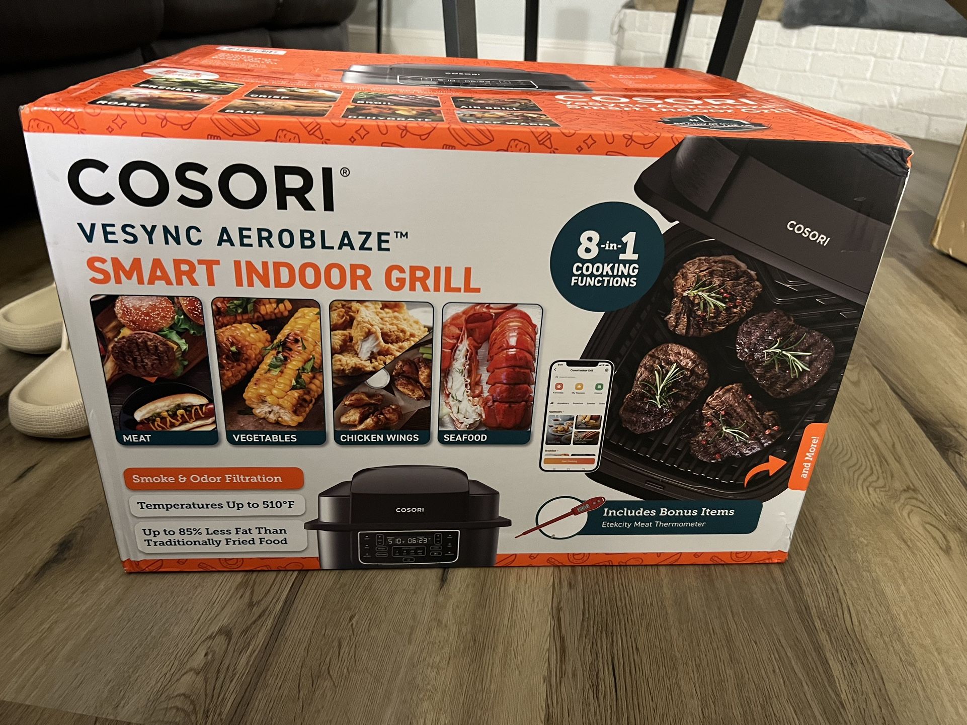 COSORI Indoor Grill & Smart XL Air Fryer Combo Aeroblaze, 8in1, 6QT