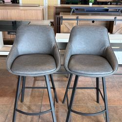 🔥Set of 2🔥Swivel Counter Height Stools ,Modern Upholstered Barstools with Backs, 26'' Faux Leather High Chairs for Island Kitchen, Counter Height Ch