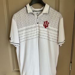 Adidas Indiana Hoosiers Polo Shirt XL White Gray Red Men's Indiana University