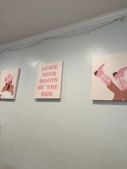 Set Of Three Pink Cowgirl Prints
