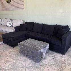 Black Sectional With Ottoman ‼️new In Stock‼️