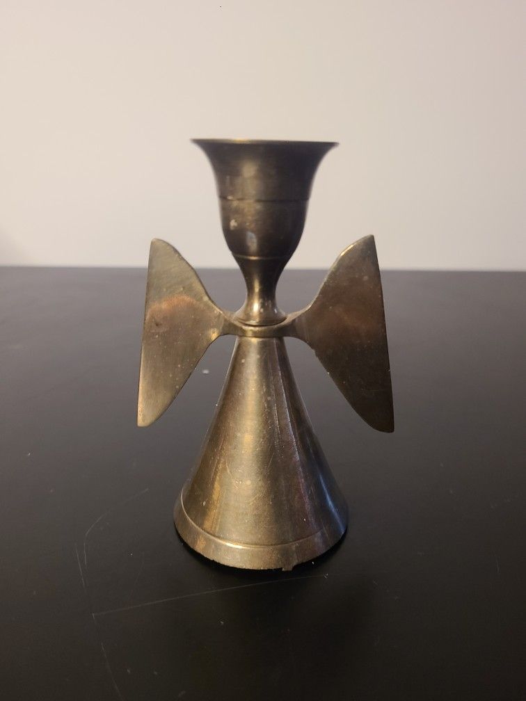 Vintage Solid Brass Angel Candle Holder