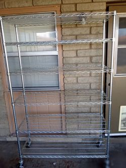 Chrome wire shelf rack on rubber Wheels