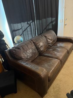 Brown Leather 3-Seat Sofa