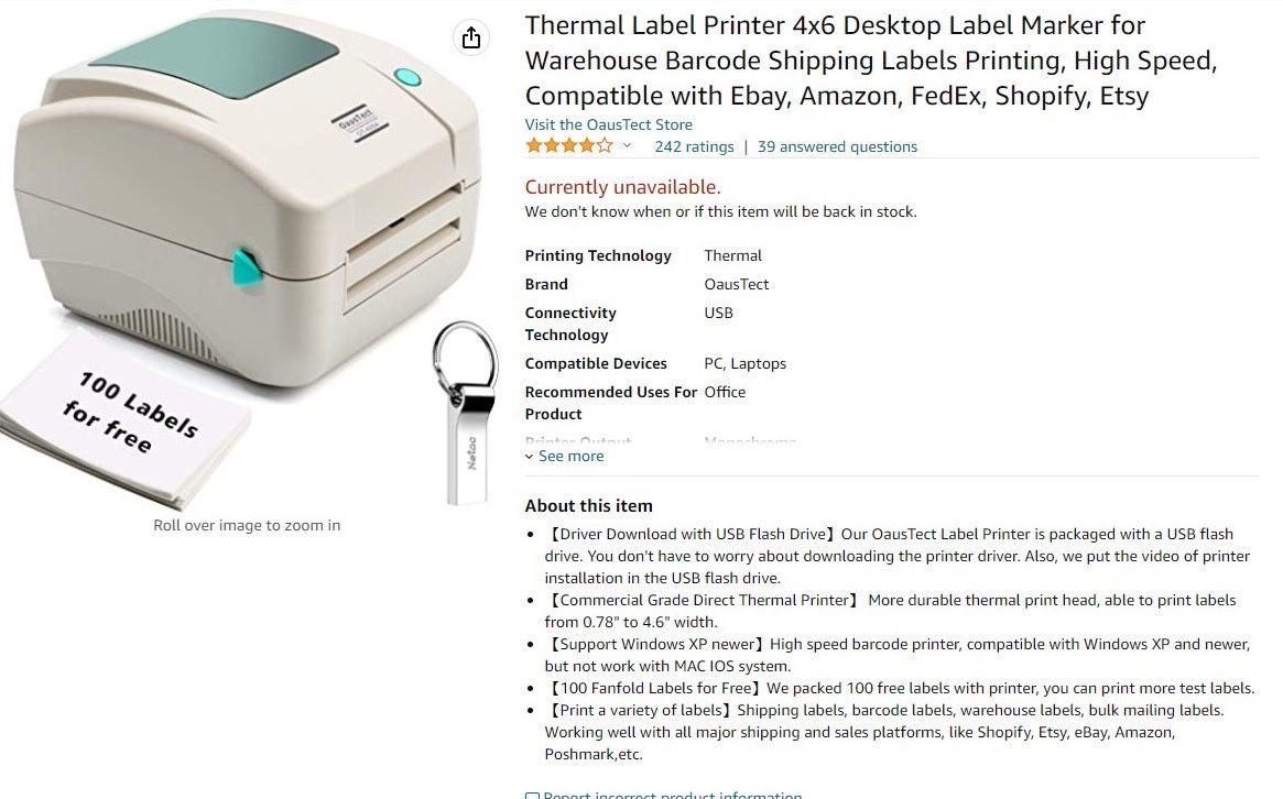 Label Printer With Free Stickable Labels 