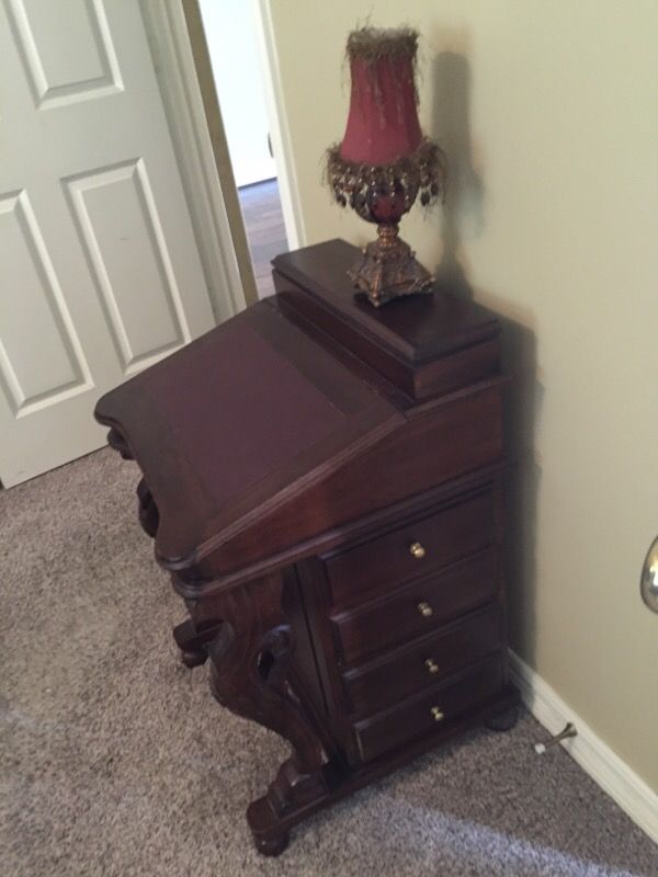 Dark cherry wood secretary desk