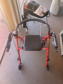 Red Rollator Walker with Seat