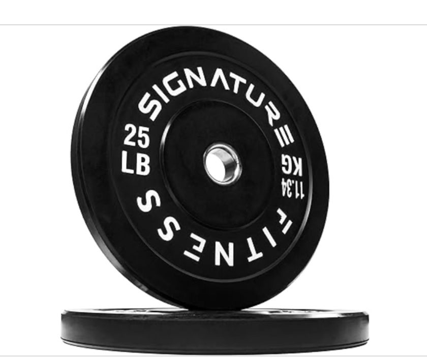 BRAND NEW 25 lb Olympic Bumper 2” weight plate set 50 lbs plates total bumpers weights 25lbs 25 lbs size hole