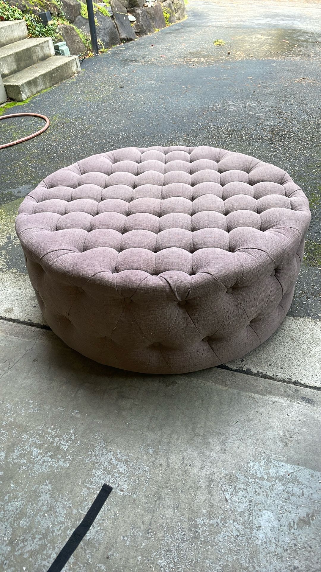 Fabric tufted ottoman
