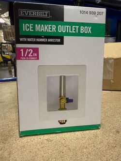 Everbilt 1/2 in. Brass Push-to-Connect Ice Maker Outlet Box with Water Hammer Arrestors