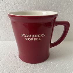 Starbucks New Bone China 2009 Red Embossed White Letters Coffee Mug Cup 