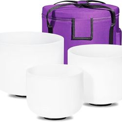 Crystal Sound Healing Bowls (Set Of 3 With Case)