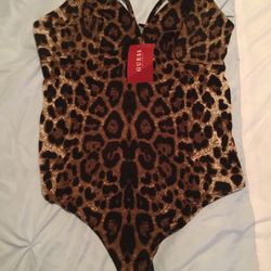 Sexy And Stretch Leopard Guess Bodysuit Size S
