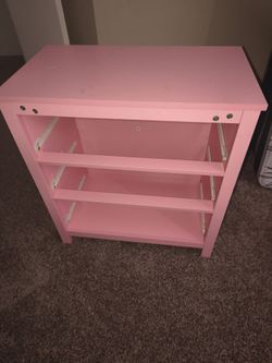 Pink Wood Bookshelf with 3 Shelves