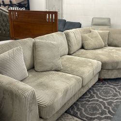 New Camel Corduroy Sectional Couch / Free Delivery