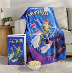 Disney Peter Pan Classic Collectible VHS Boxed Silk Touch Throw, 50”x70”
