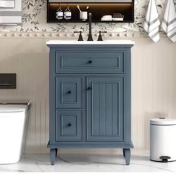 Assembled new 24 Inch Bathroom Vanity with Sink Combo, Freestanding Bathroom Vanity with 3 Drawers