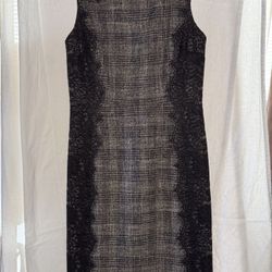 Chetta B Black Lace & Plaid Sheath Dress - Size 6 - $30