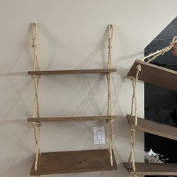 Handmade Solid Wood Hanging Wall Shelf 