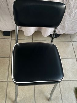Vintage Black Vinyl Chrome Chair