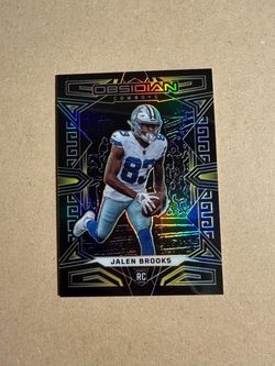 2023 Panini Obsidian Football Jalen Brooks Rookie — Yellow Electric Etch 10/10