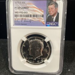 1970 S Gem Proof Silver Kennedy Half Dollar Graded At PR69 By PCGS S-4
