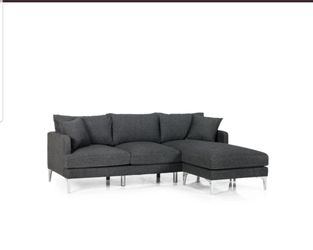 June Smoke Reversible Sofa Chaise