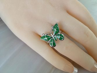 Green Butterfly Ring, Size 8