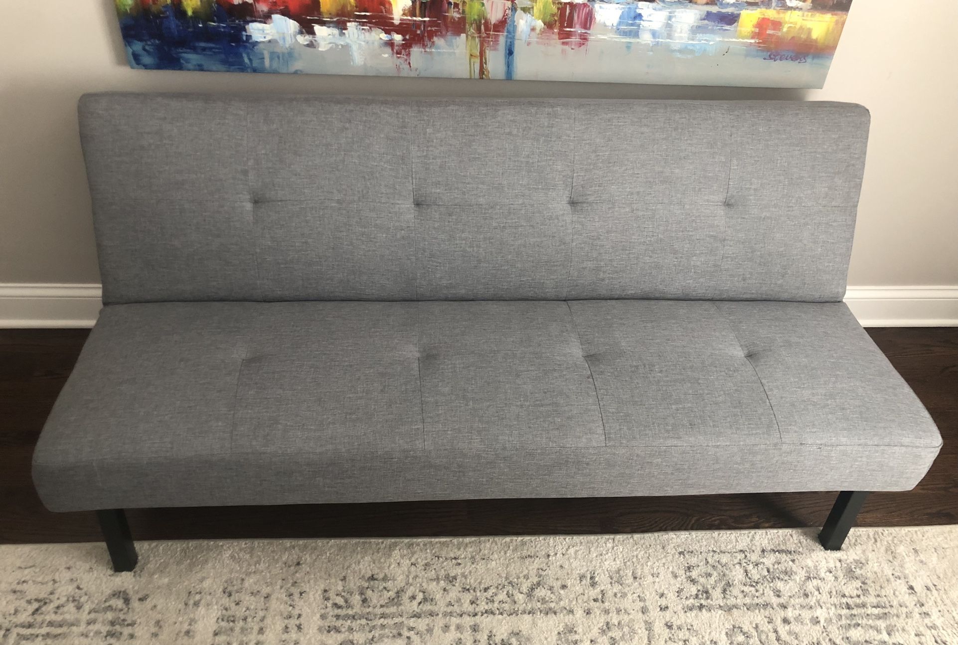 Gray Sofa Bed Futon (66”W and 29.5”H)