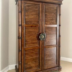 Solid Wood Armoire / Wardrobe/ Storage Cabinet – Coastal Tommy Bahama Look