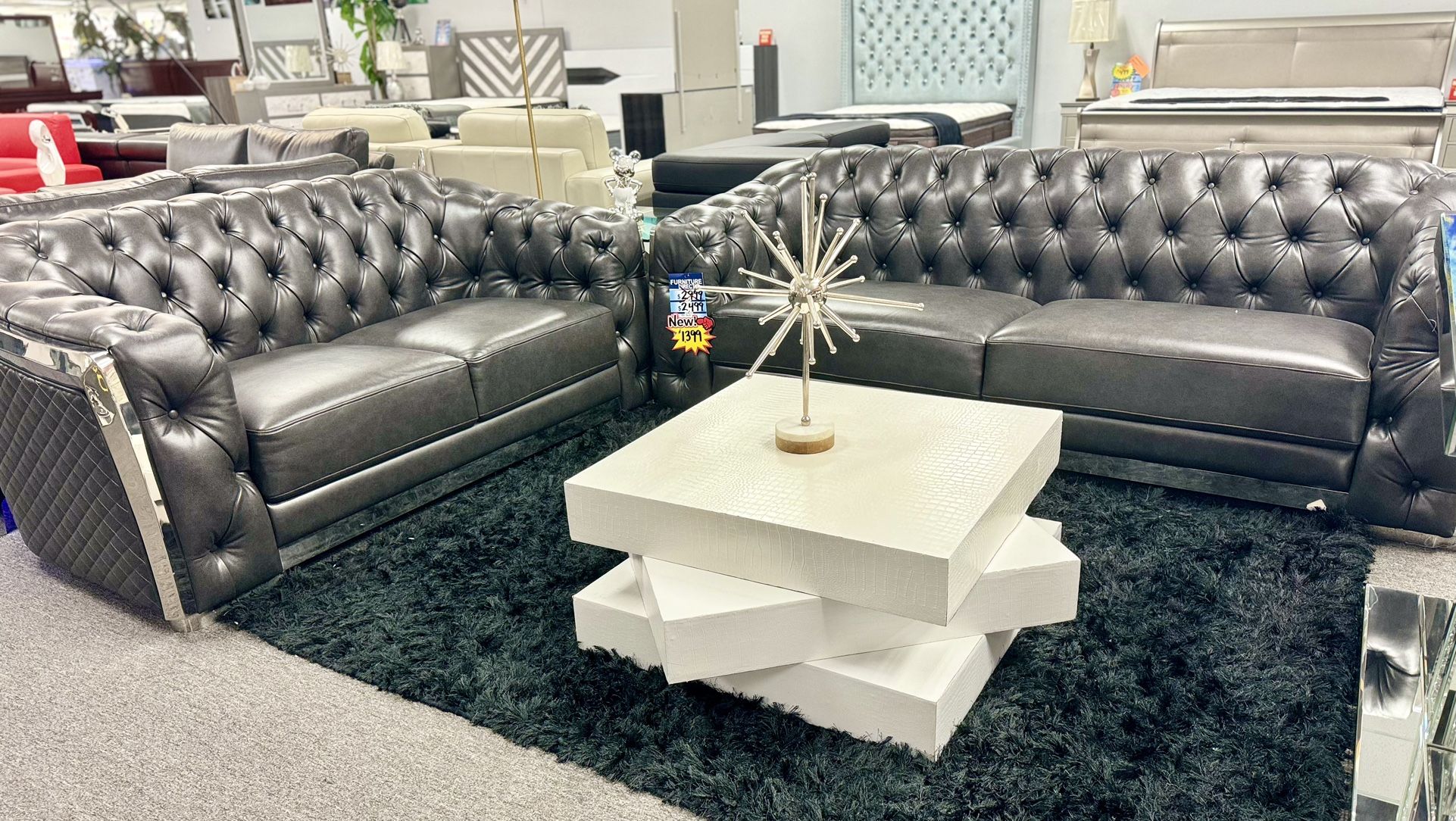 Gorgeous Black Chesterfield Style Sofa&Loveseat Available Now $1399