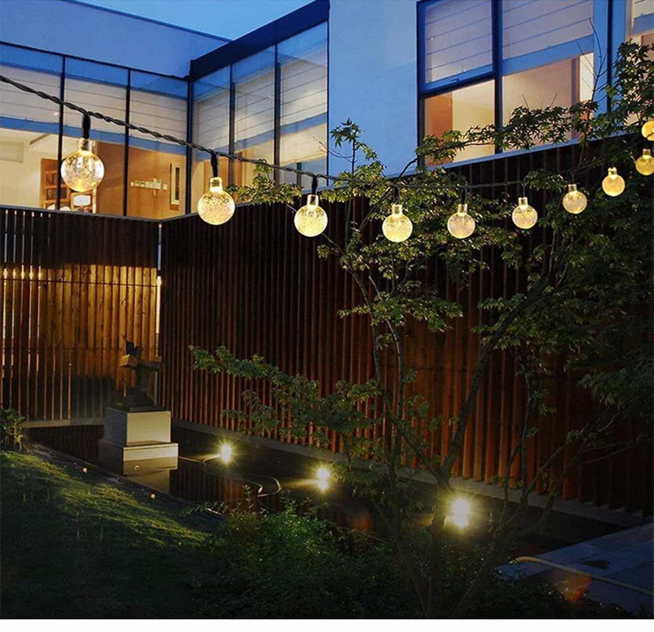 Pair of 9.5m LED Outdoor String Lights, with 50 Shatterproof Bulbs, 8 Lighting Modes String C-9