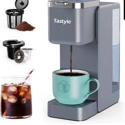 Single Serve Coffee Maker K Cup & Grounds Iced Hot Brewer 40oz Reservoir Gray